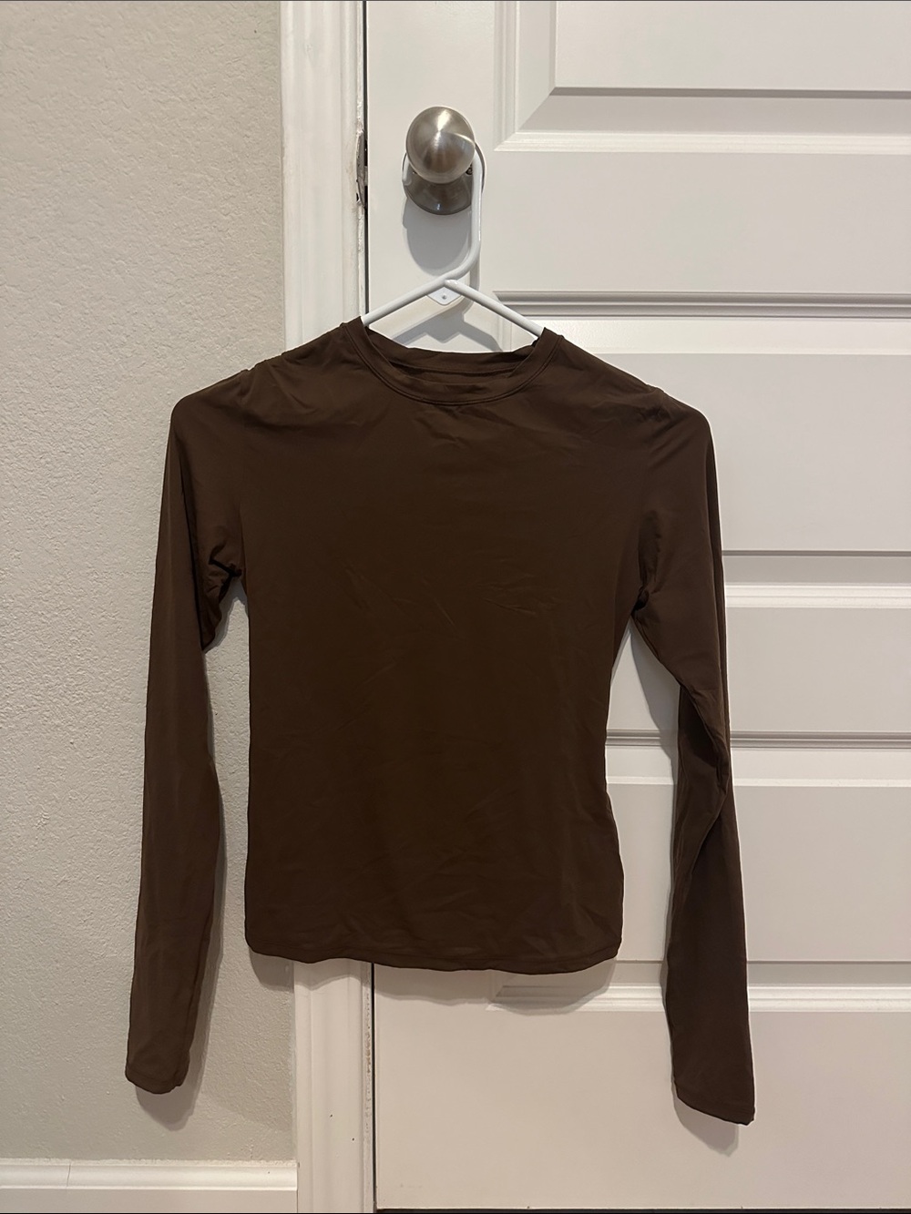 SKIMS Brown Long Sleeve Crewneck Top